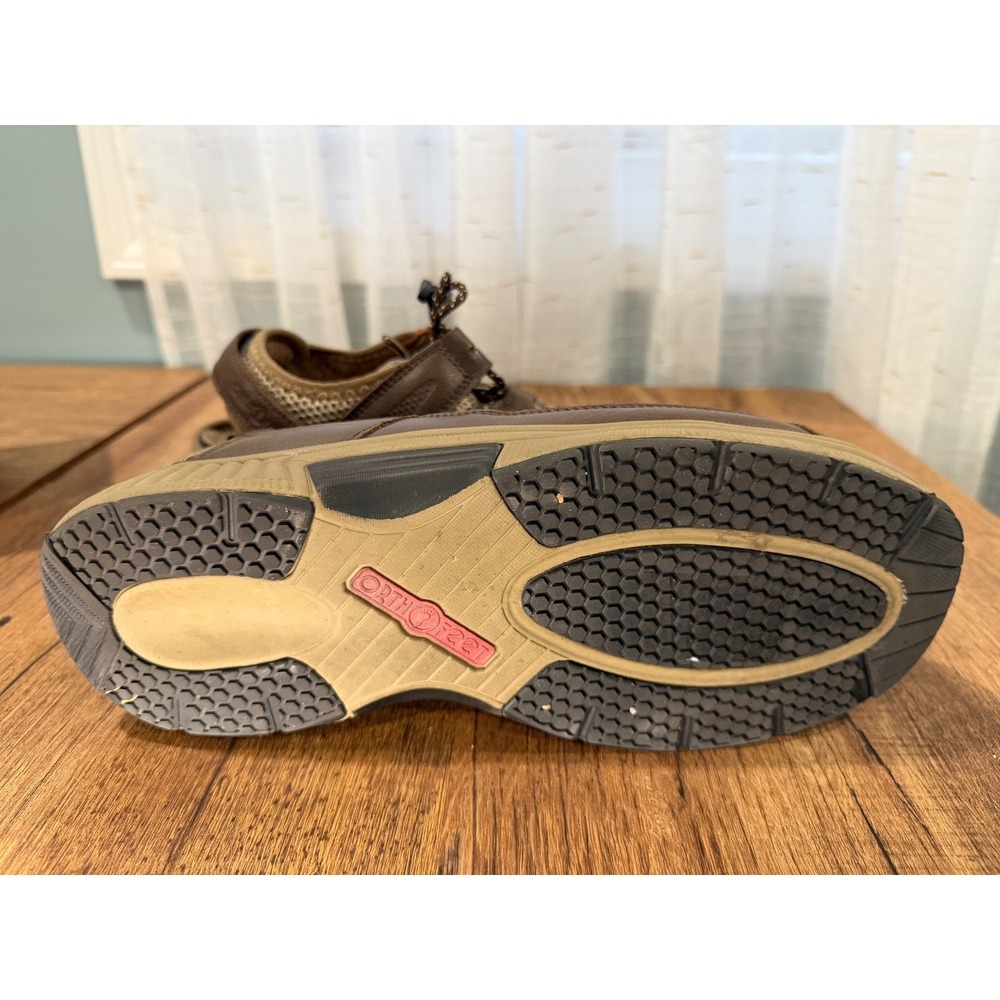 Orthofeet Mens Sandals 10 Wide 2E Brown Leather Athletic Fisherman Comfort - Picture 7 of 9